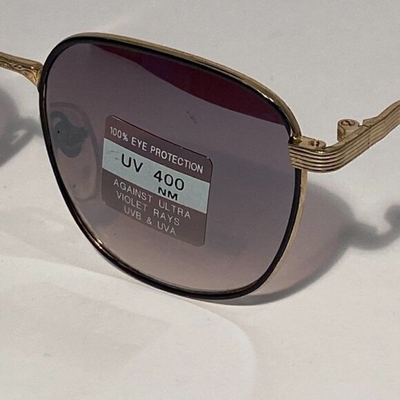 Black and Silver Metal Sunglasses Rounded Square UV400 NWT main image 5